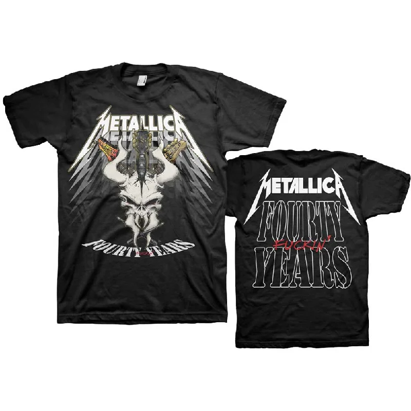 Metallica | Official Band T-Shirt | 40th Anniversary Forty Years (Back Print) Real Fur Shearling Chenille