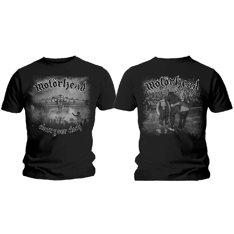 Motorhead | Official Band T-Shirt | Clean Your Clock B&W (Back Print) Spandex Blend Rayon Blend Denim Blend