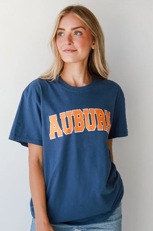 Navy Auburn Tee Fleece Nylon Spandex