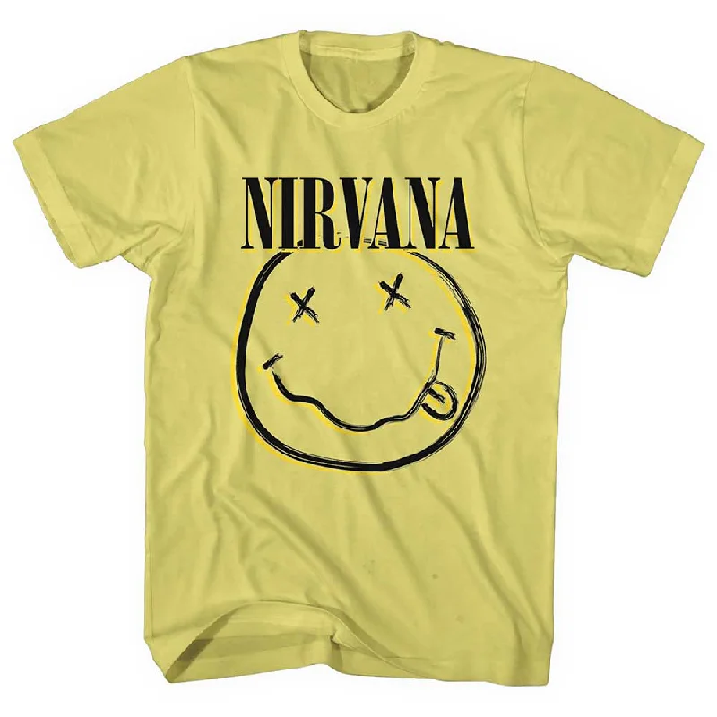 Nirvana | Official Band T-Shirt | Inverse Happy Face Front Pockets Side Pockets Patch Pockets