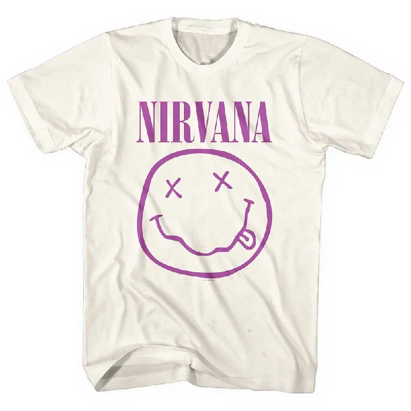 Nirvana | Official Band T-Shirt | Purple Happy Face Hooded Caped Shawl Collar