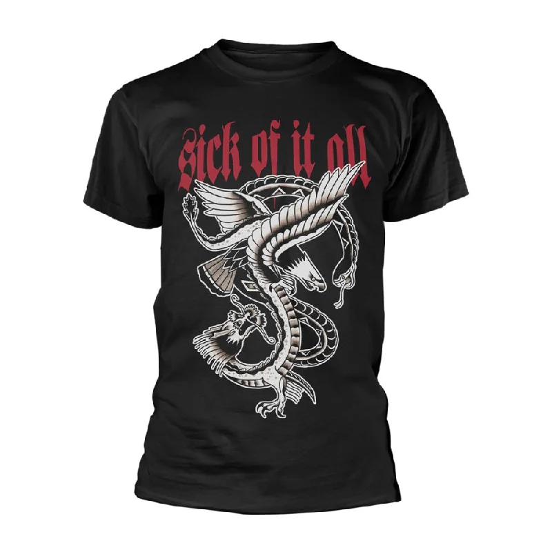 Sick Of It All Unisex T-shirt: Eagle (Black) Chenille Brocade Lace