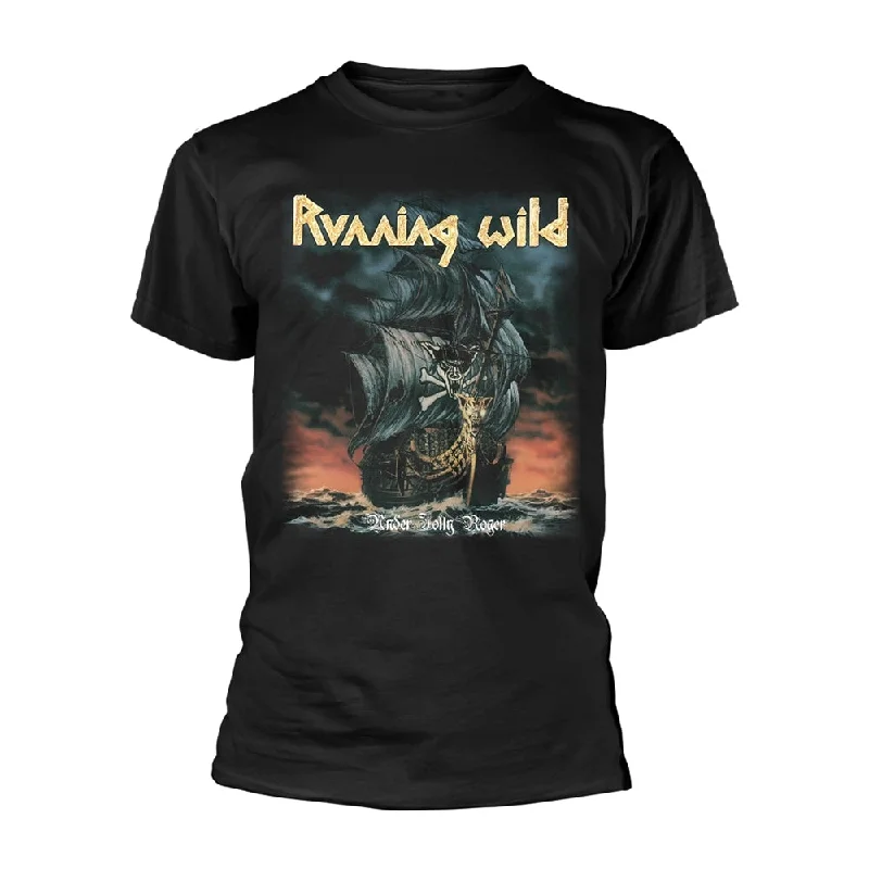 Running Wild Unisex T-shirt: Under Jolly Roger (Album) (back print) Fashionable Trendy Casual