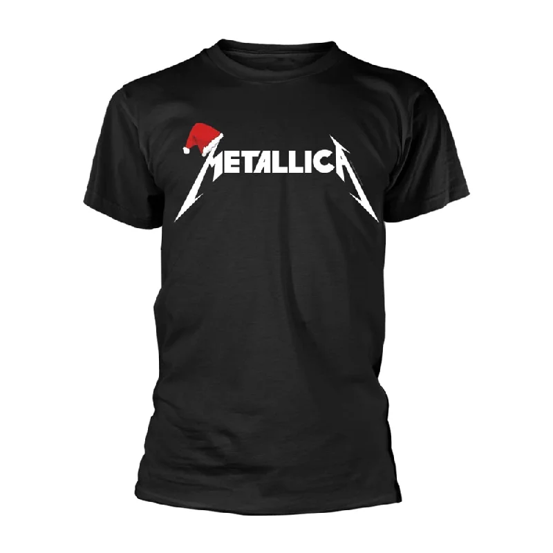 Metallica Unisex T-shirt: Santa Hat Logo Handmade Hand-knitted Hand-woven