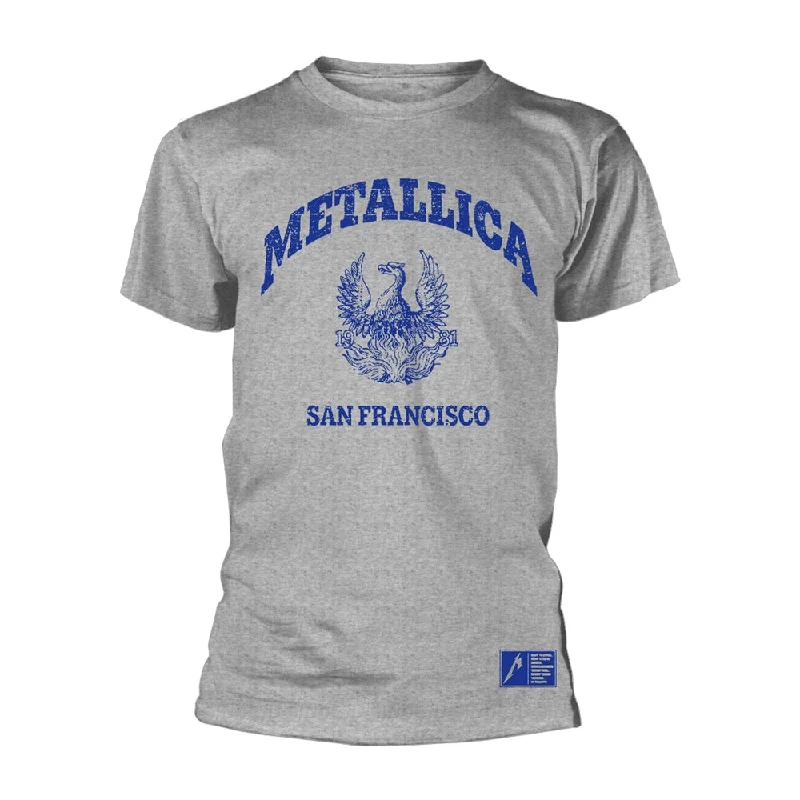 Metallica Unisex T-shirt: College Crest Machine Wash Dry Clean Hand Wash