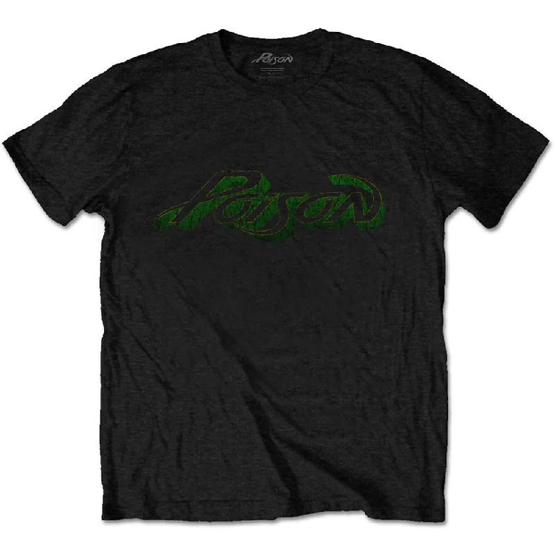 Poison | Official Band T-Shirt | Vintage Logo Graphic T-Shirt Round Neck Polyester