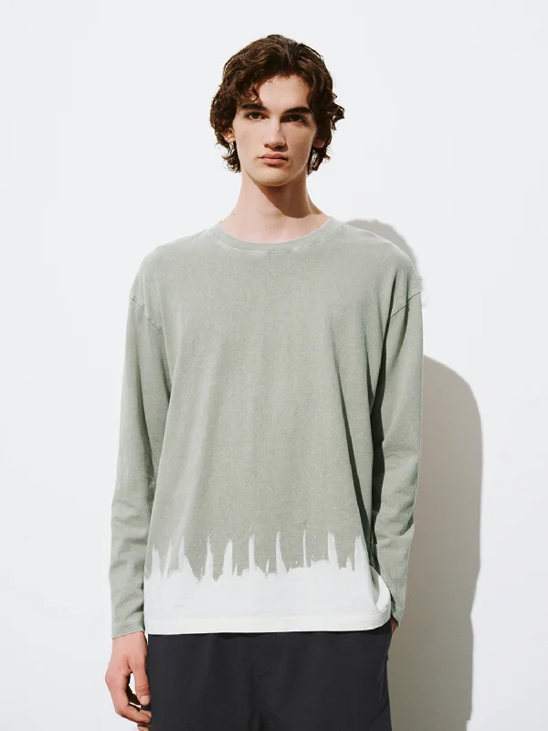 Printed Loose T-Shirt Silk Blend Satin Velvet