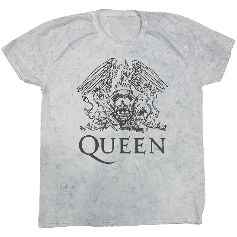 Queen | Official Band T-Shirt | Crest (Dip-Dye) Graphic Embroidered Appliqued