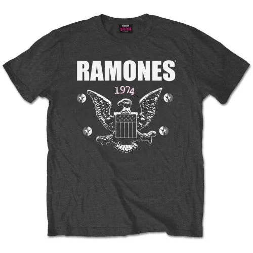 Ramones | Official Band T-Shirt | 1974 Eagle Notch Collar Peter Pan Collar Cowl Neck