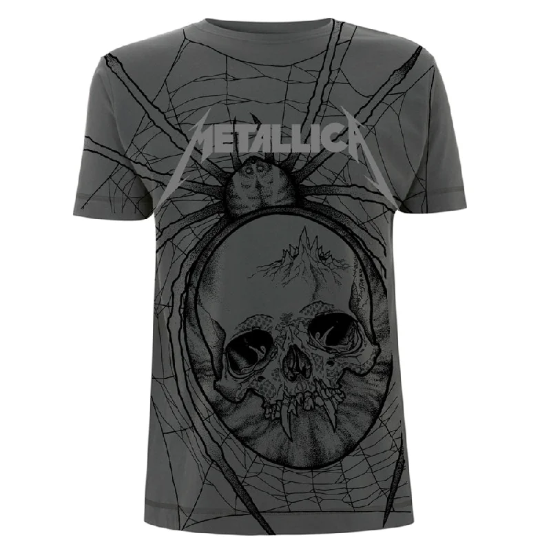 Metallica Unisex T-shirt: Spider (All Over) Cashmere Blend Cotton Blend Poly Blend