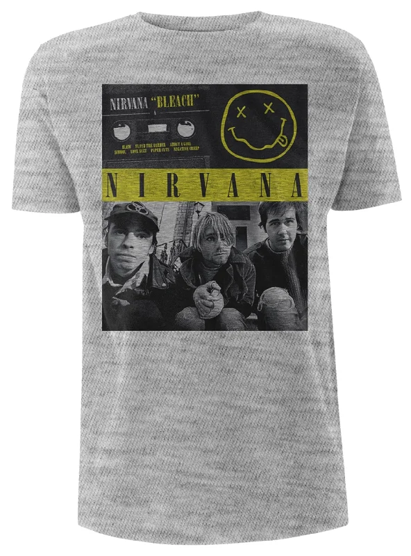 Nirvana Unisex T-shirt: Bleach Tape Photo Jersey Fabric Tulle Fabric Batik Fabric