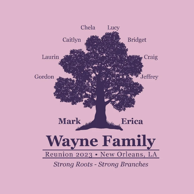 Strong Roots Family Reunion T-Shirt Design R1-18 Asymmetrical Pockets Print