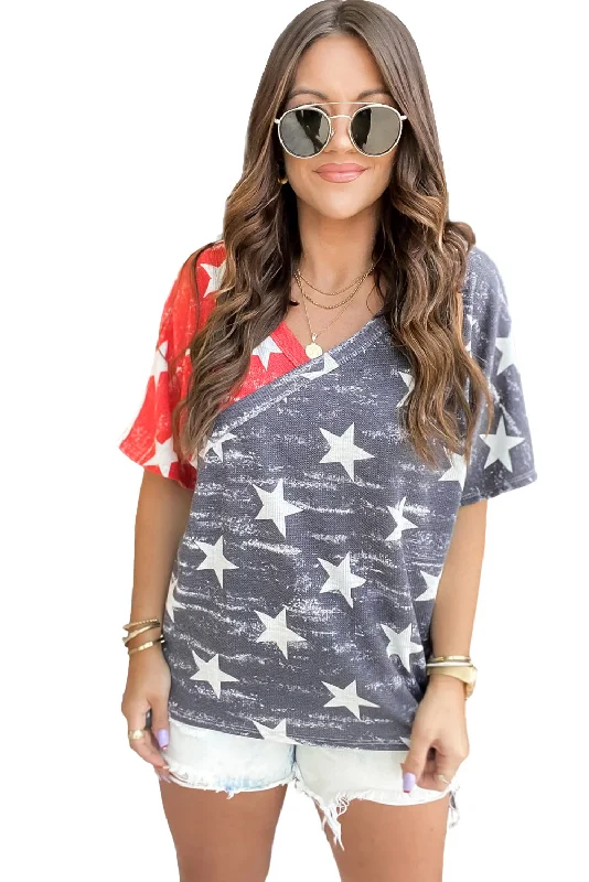 Trendy Star T-Shirt Plaid T-Shirt Polka Dot Checkered