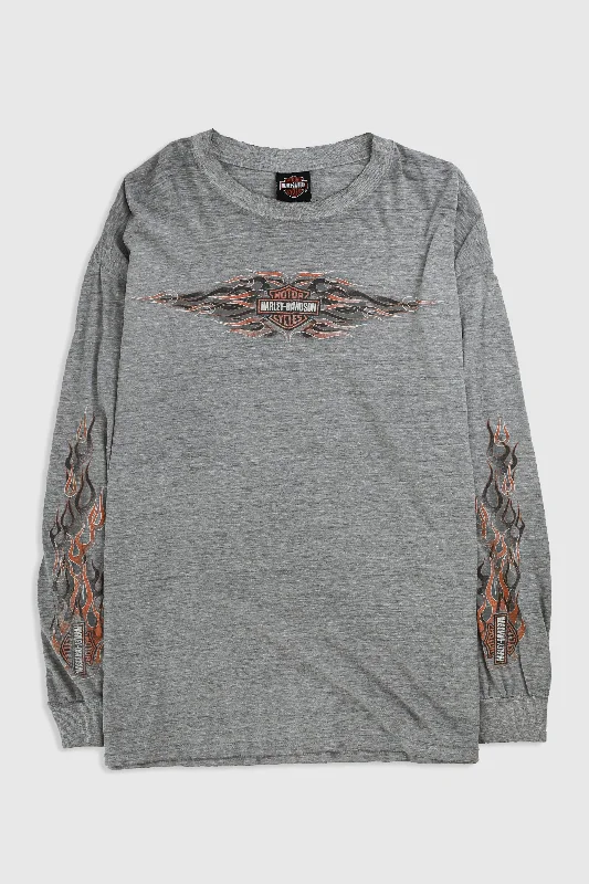 Vintage Harley Long Sleeve Tee Print Jacquard Patchwork