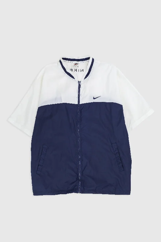 Vintage Nike Windbreaker Tee - XL Ribbed Striped Patterned