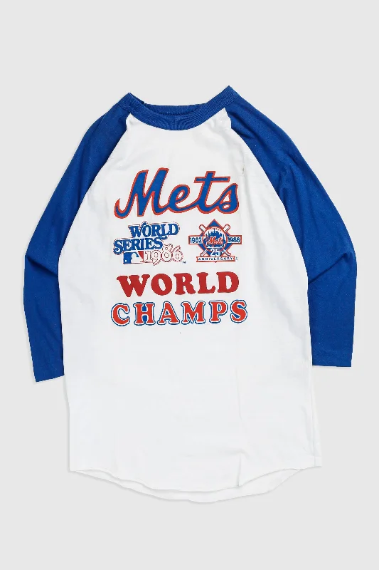 Vintage NY Mets MLB 3/4 Sleeve Tee - L Handmade Hand-knitted Hand-woven