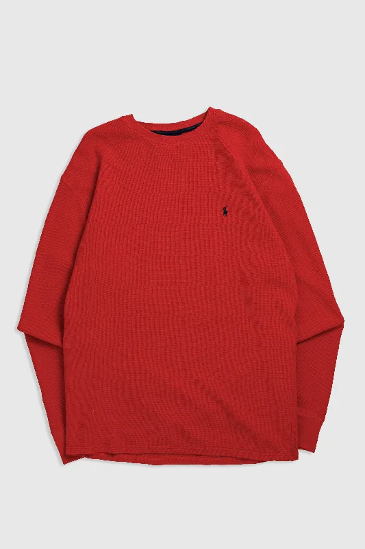 Vintage Waffle Long Sleeve Tee - XXL Boxy Fit Fitted Loose