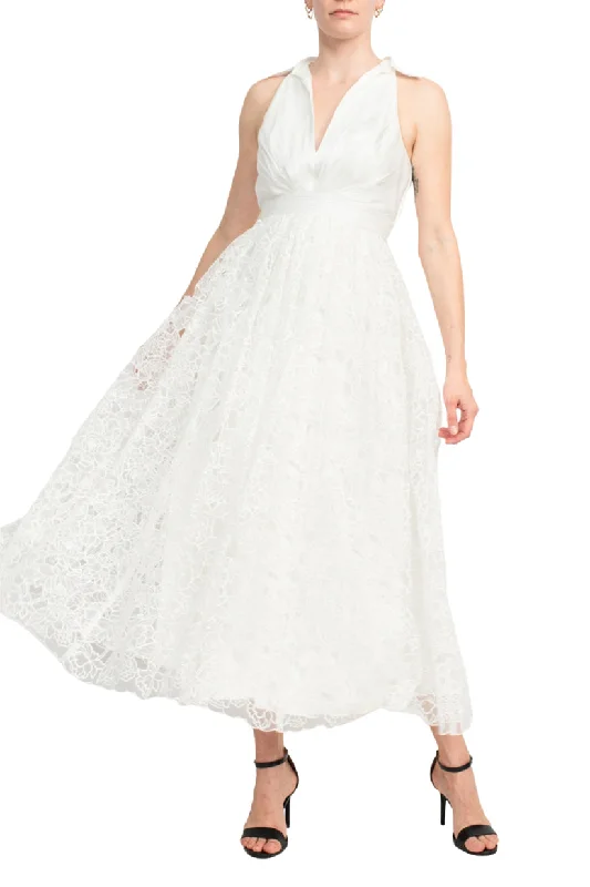 Badgley Mischka SC3965  Long Formal A Line Lace Midi Dress Trendy Boho Midi Dress
