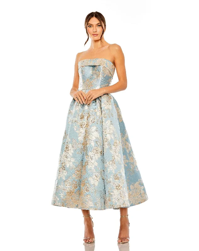 Mac Duggal 20726 A Line Formal Prom Midi Dress Fashionable Pleated Midi Dress
