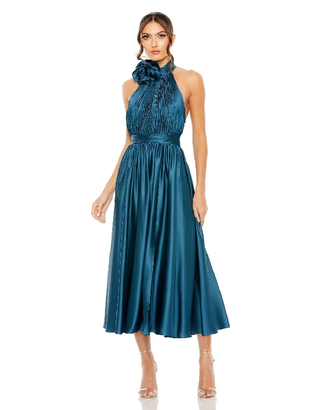 Mac Duggal 49674 Pleated Formal Prom Midi Dress Stylish Button-Down Midi Dress