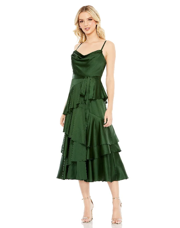 Mac Duggal 68300 A Line Formal Prom Midi Dress Comfortable Button Front Midi Dress