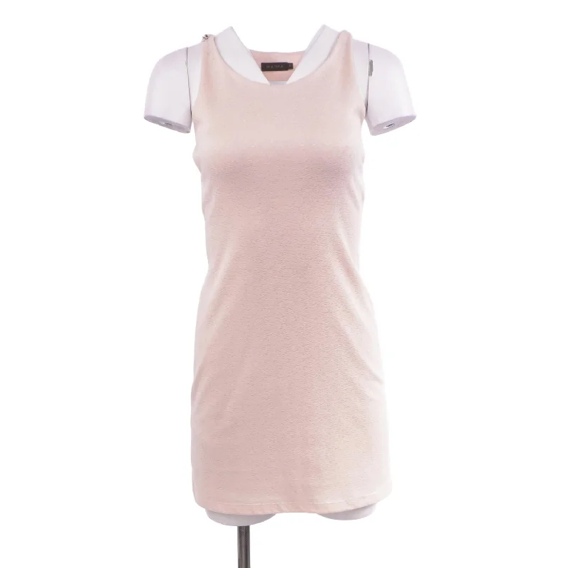 Beige Solid Midi Dress Trendy Fit-and-Flare Midi Dress