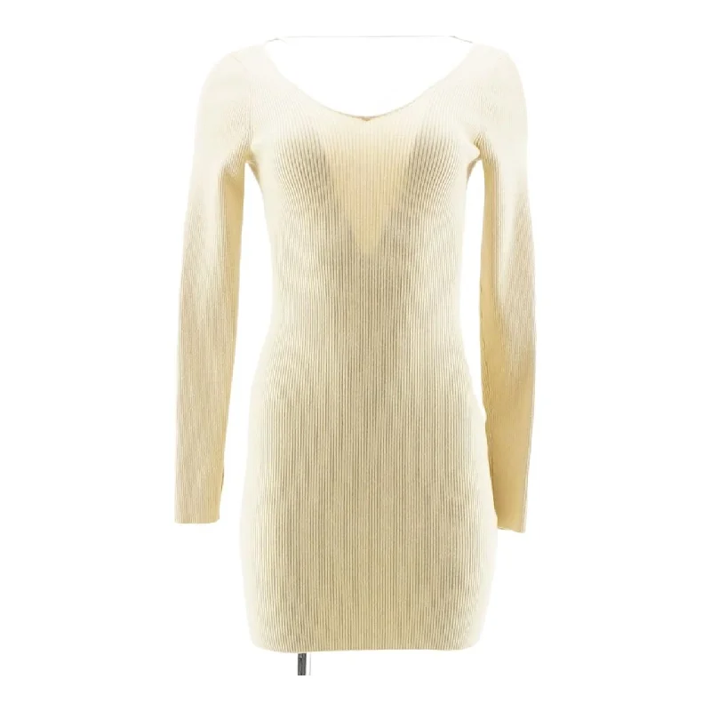 Beige Solid Midi Dress Fashionable Plaid Midi Dress
