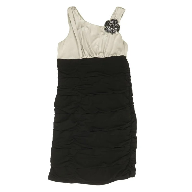Black Color Block Midi Dress Fashionable One-Shoulder Midi Dress
