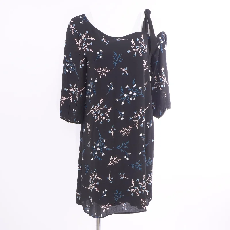 Black Floral Midi Dress Stylish Color Block Midi Dress