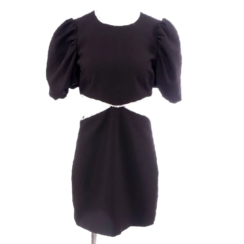Black Solid Midi Dress Trendy Off-Shoulder Ruffle Midi Dress