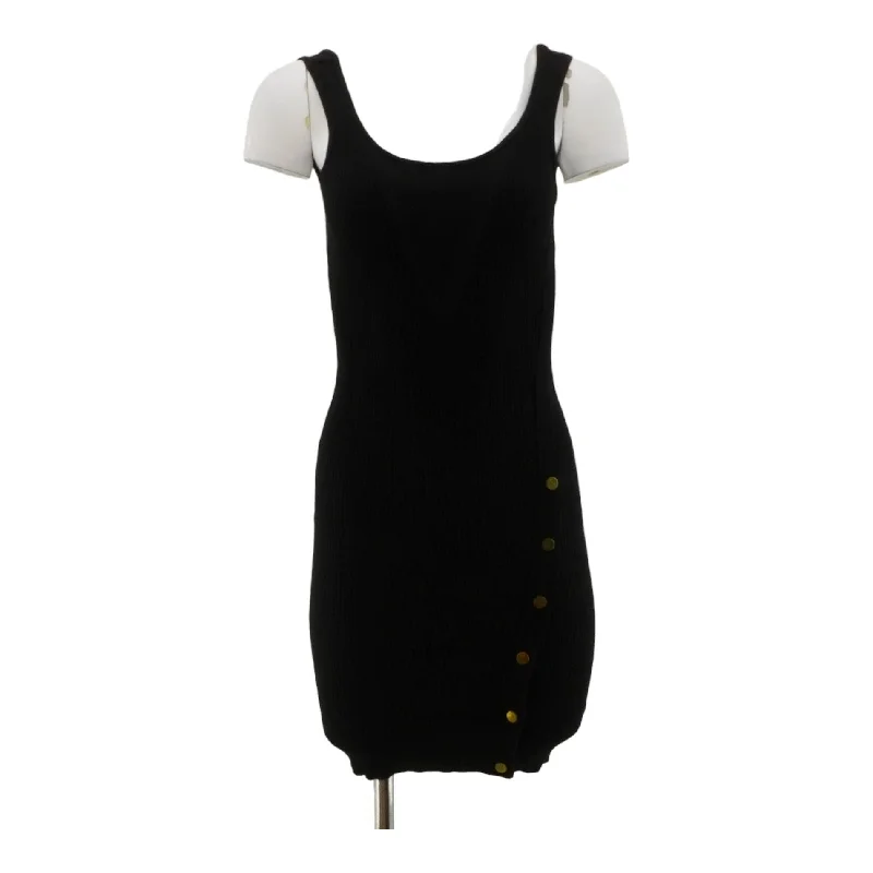 Black Solid Midi Dress Cozy Knit Midi Dress