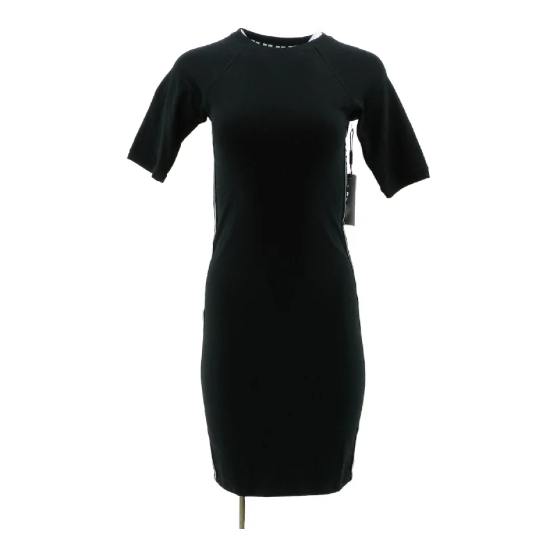 Black Solid Midi Dress Trendy Mock Neck Midi Dress