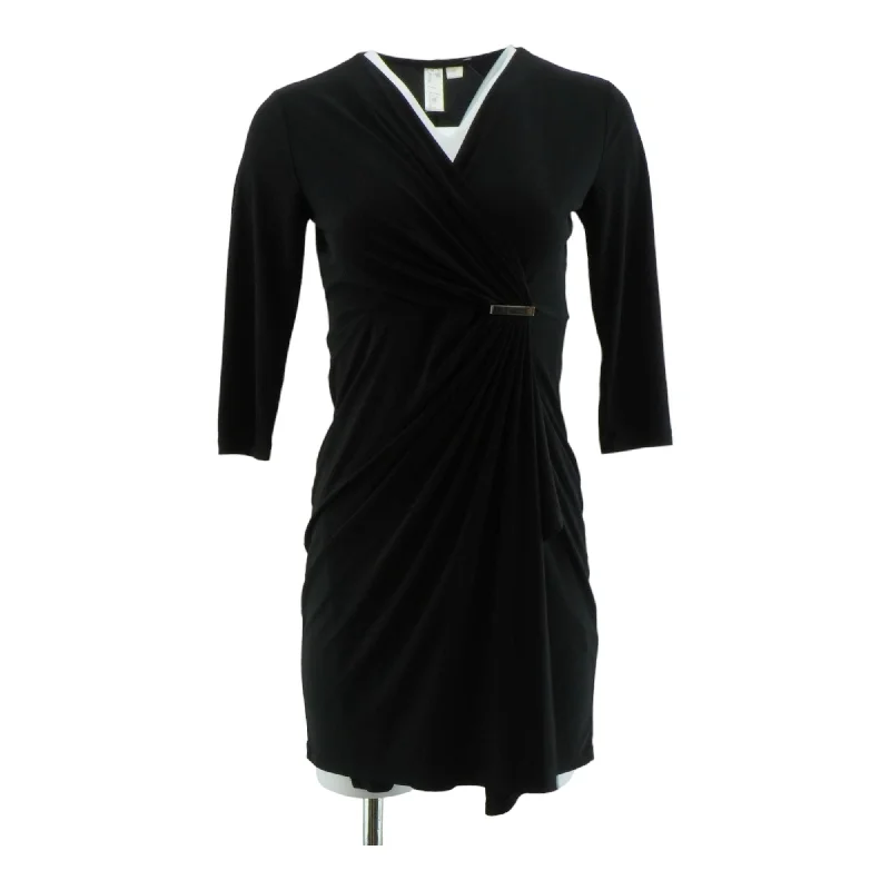 Black Solid Midi Dress Stylish Silk Midi Dress