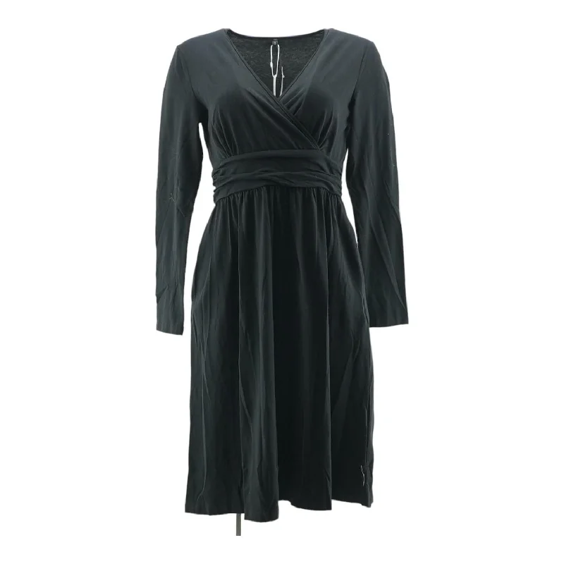 Black Solid Midi Dress Fashionable Shift Midi Dress