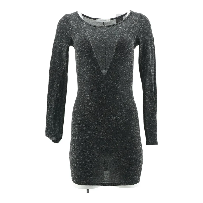 Black Solid Midi Dress Cozy Knit Midi Dress