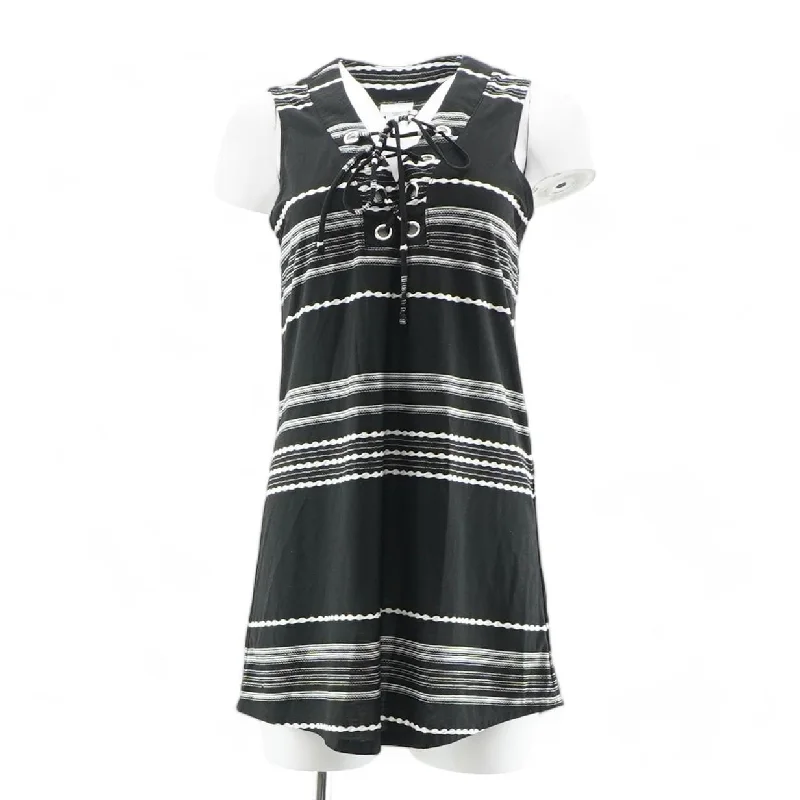 Black Striped Midi Dress Comfortable Adjustable Strap Midi Dress