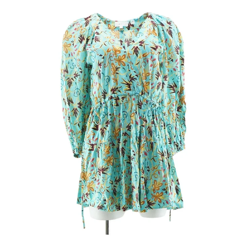 Blue Floral Midi Dress Stylish Off-Shoulder Ruffle Dress