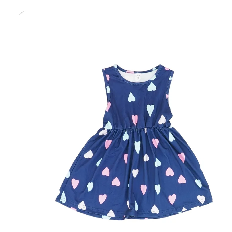 Blue Hearts Midi Dress Elegant Maxi-Midi Hybrid Dress