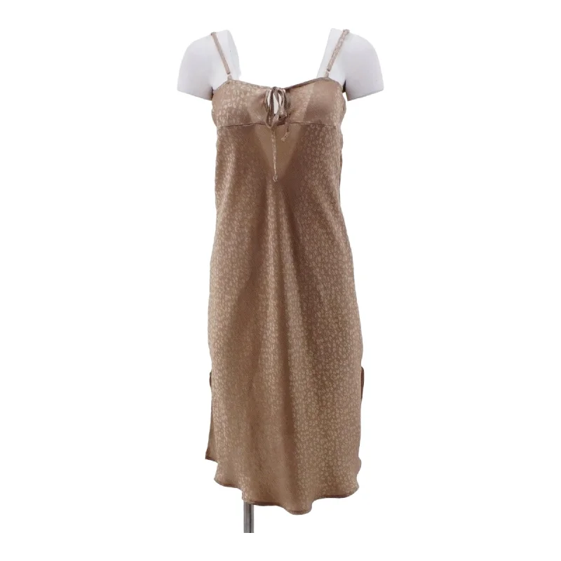 Bronze Animal Print Midi Dress Elegant Lace Trim Midi Dress