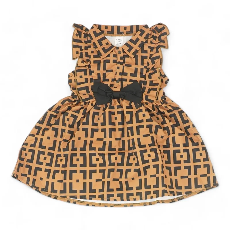 Brown Graphic Midi Dress Comfortable Ruched Midi Dress