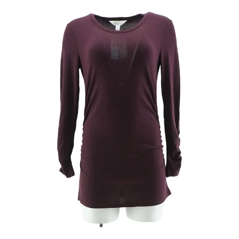 Burgundy Solid Midi Dress Cozy A-Line Midi Dress