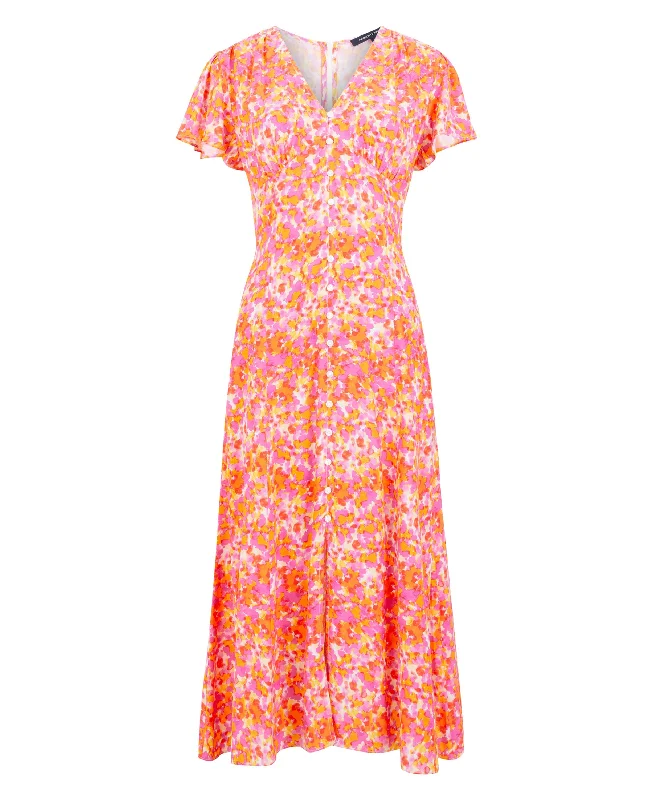 Cass Delphine Midi Dress - Persimmon Cozy Wide Strap Midi Dress