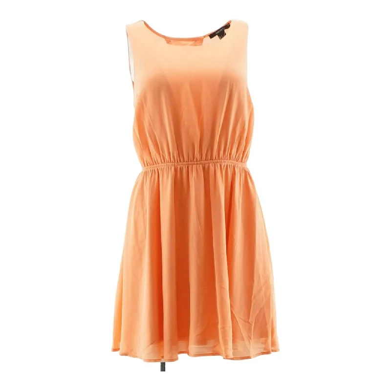 Coral Solid Midi Dress Fashionable One-Shoulder Midi Dress