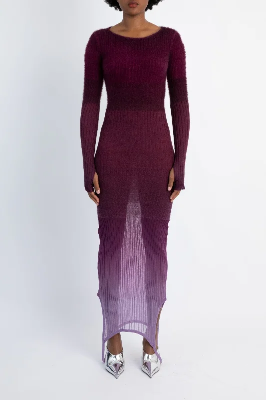 The Attico Midi Dress in Burgundy Gradient Stylish Wraparound Midi Dress