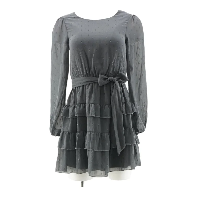 Gray Solid Midi Dress Comfortable Denim Midi Dress