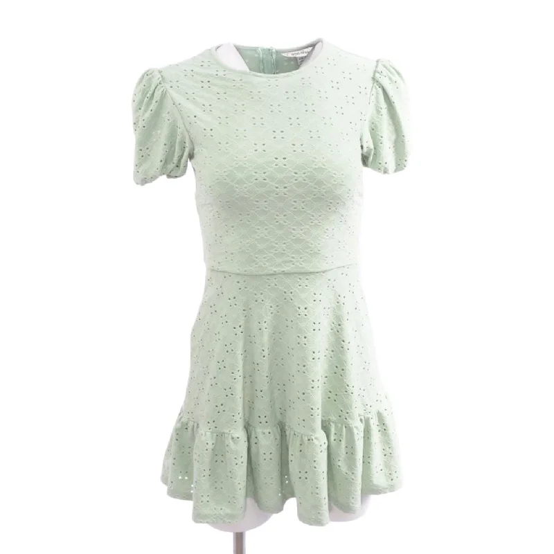 Green Eyelet Midi Dress Fashionable Plaid Midi Dress