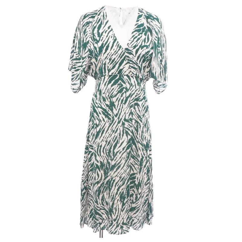 Green Graphic Midi Dress Elegant Satin Button Midi Dress