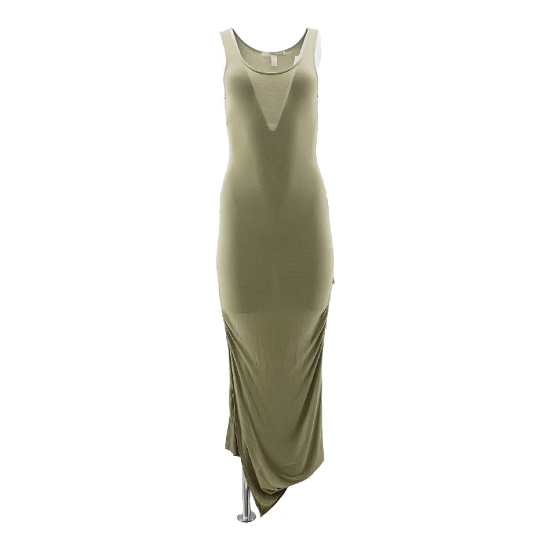 Green Solid Midi Dress Stylish Striped Midi Dress