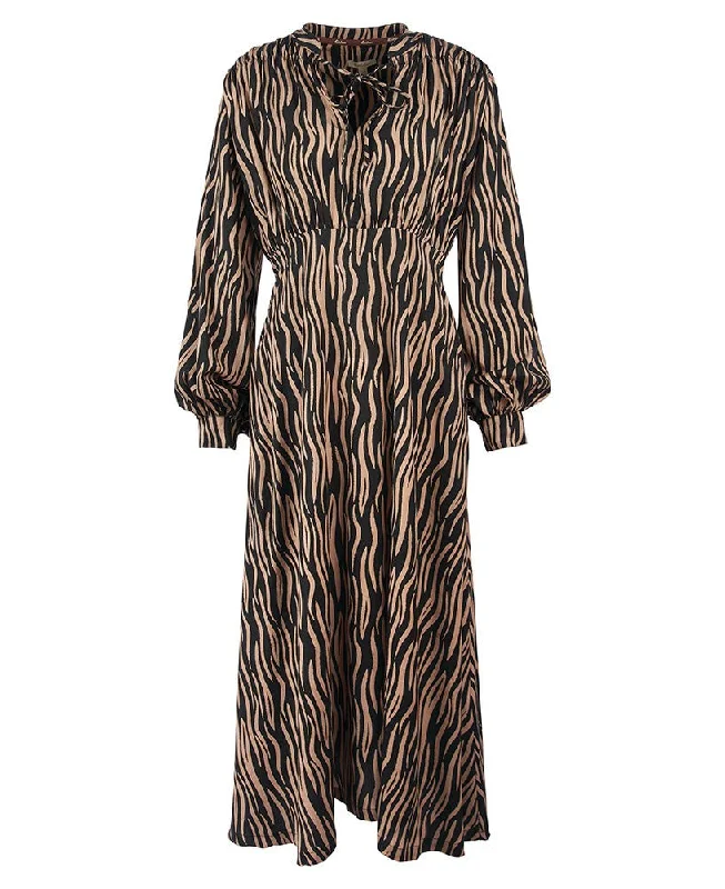 Holkham Midi Dress - Light Multi Print Elegant Pleated Sleeve Midi Dress