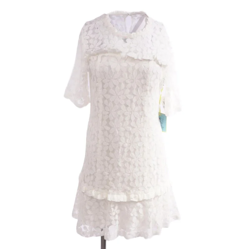 Ivory Floral Midi Dress Stylish Off-Shoulder Ruffle Dress